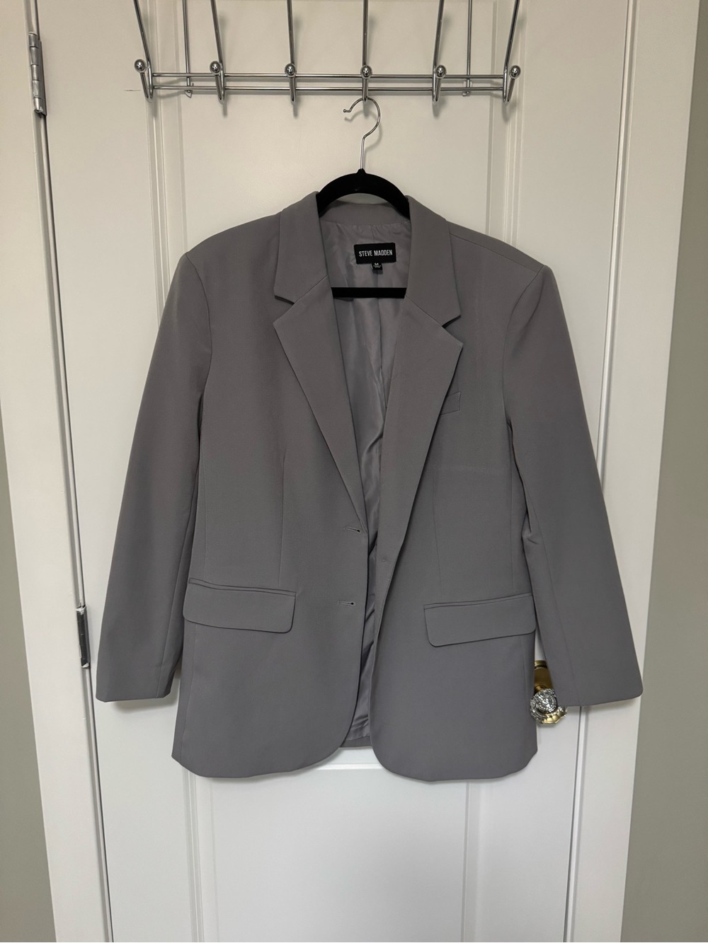 Steve Madden Light Gray Single-Breasted Blazer